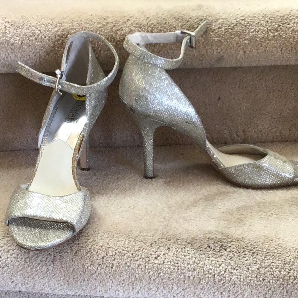 Michael Kori’s Elegant Silver High Heel Sandals size 9, $40